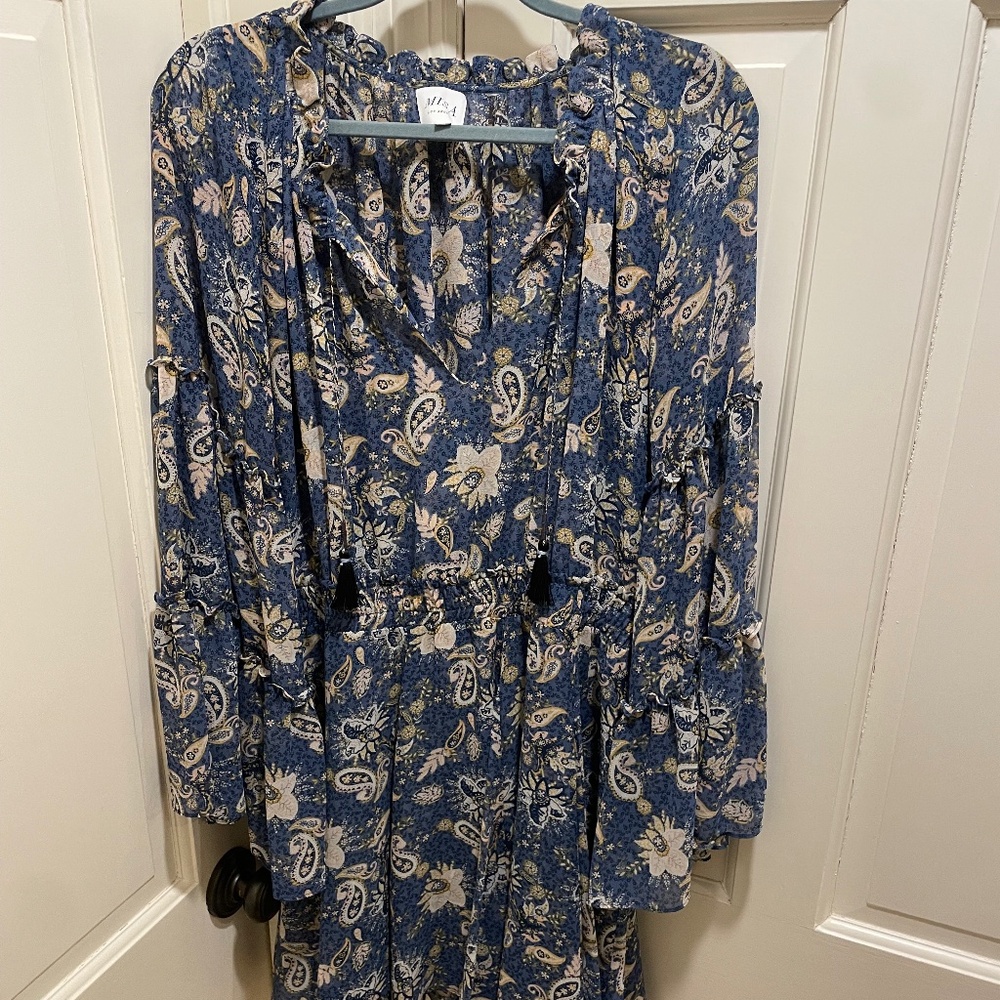 Misa Los Angeles Blue Paisley Mini Dress